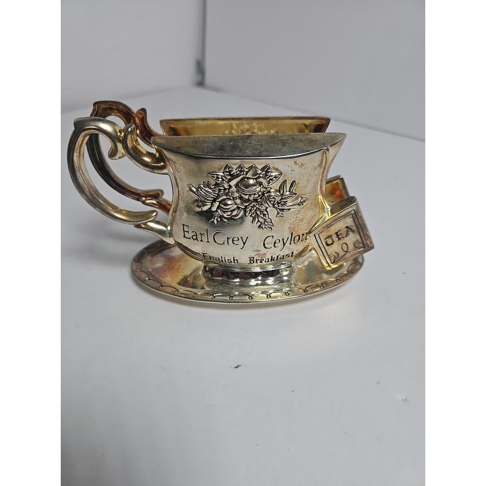 Earl Grey - Ceylon Tea, English Breakfast, Napkin Holder, Silver Plate